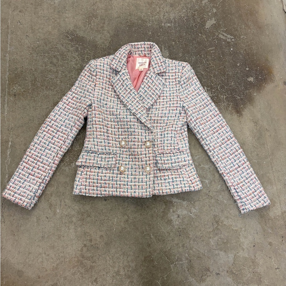 Autres filles double breasted pearl buttons Pastel Tweed‎ Blazer